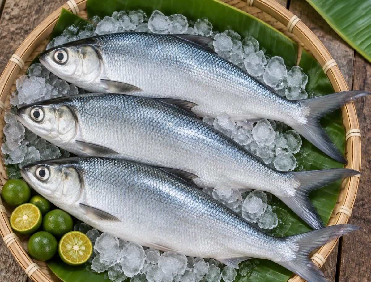 Fresh bangus on ice