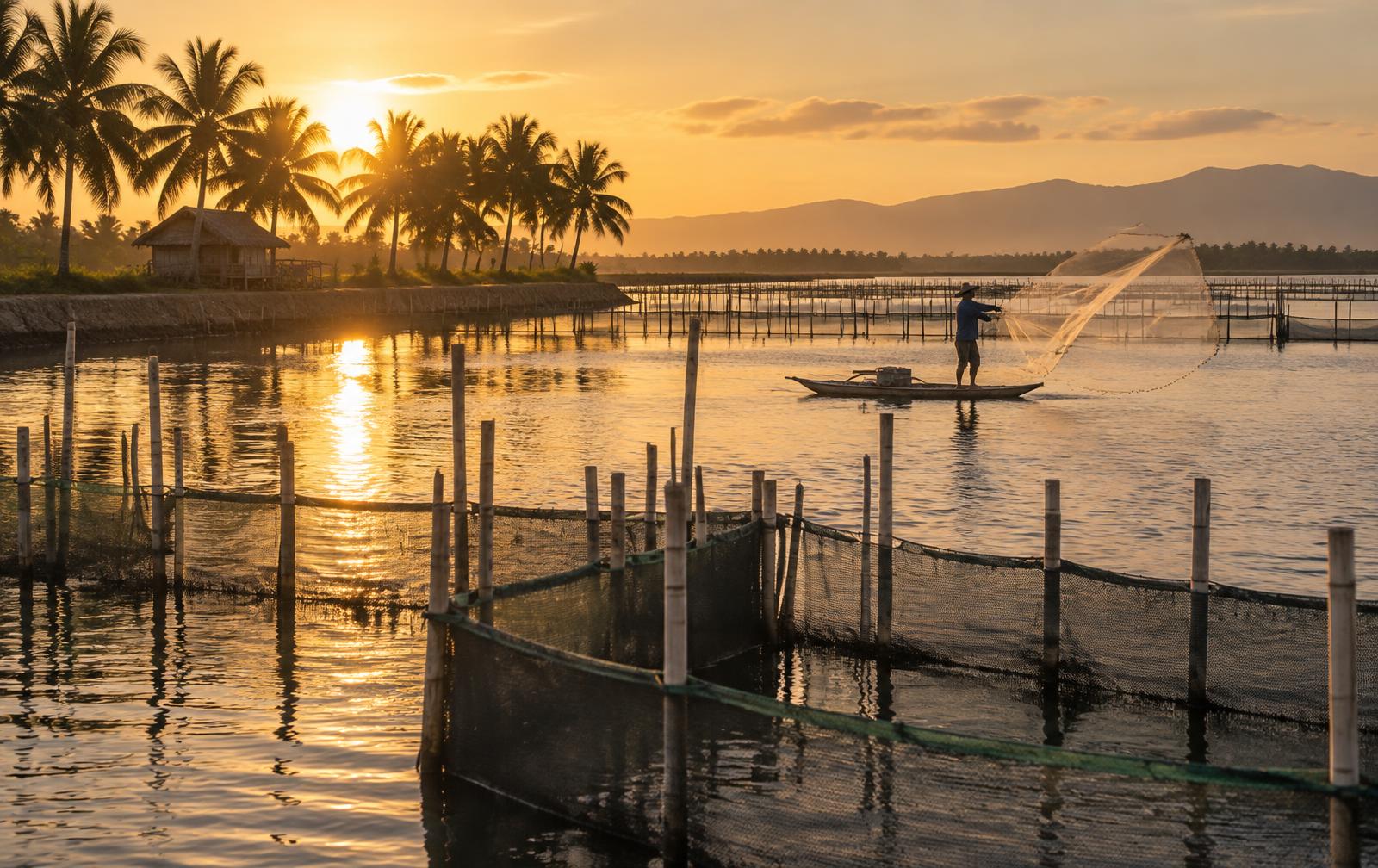 Milkfish raised in the open sea water of Santa Maria